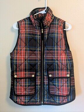 J. Crew Kids Quilted Plaid Vest in Red, Black & Blue